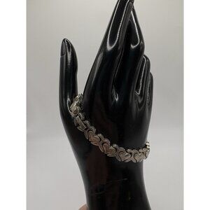 Vintage Mexico 925 Sterling Silver Heart Link Chain Bracelet 27g